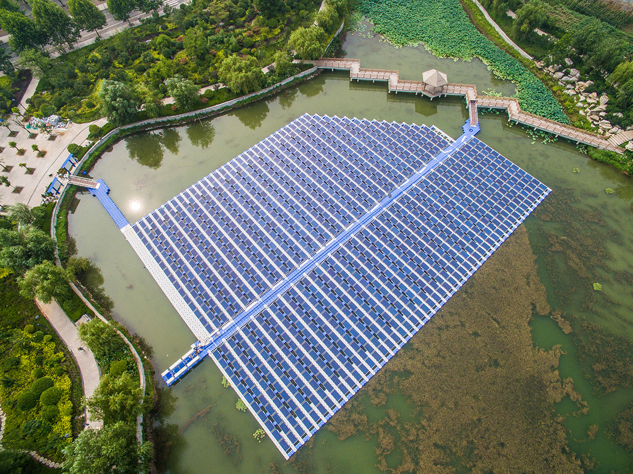 乐鱼leyu科技山东济宁300千瓦水面漂浮分布式光伏电站